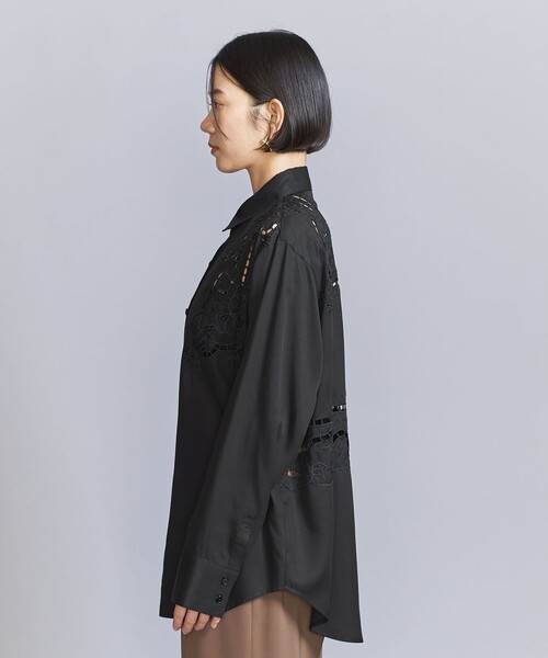 BEAUTY&YOUTH UNITED ARROWS（ビューティーアンドユースユナイテッドアローズ）の「セルロース エンブロイダリー シャツ（シャツ/ブラウス・レディース・オリーブ/ブラック・FREE）」の3枚目の写真