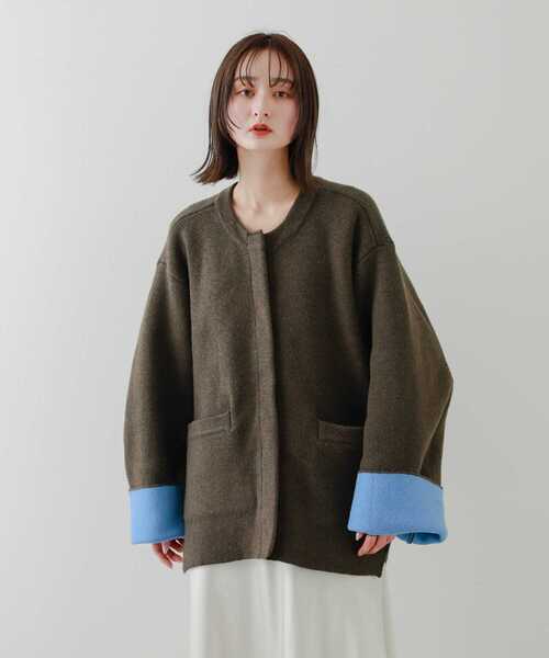 SENSE OF PLACE by URBAN RESEARCH(センスオブプレイスバイアーバンリサーチ)の「バイカラーニットコート(その他アウター・レディース・ブラウン系その他/ベージュ系その他/レッド系その他/パープル系その他・ONE)」の6枚目の写真