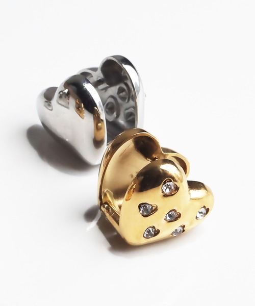 abaskdesign(アバスクデザイン)の「金属アレルギー対応 ストーンハートフープステンレスピアス(ピアス(両耳用)・レディース・ゴールド/シルバー・FREE)」の7枚目の写真