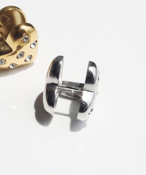 abaskdesign(アバスクデザイン)の「金属アレルギー対応 ストーンハートフープステンレスピアス(ピアス(両耳用)・レディース・ゴールド/シルバー・FREE)」の6枚目の写真