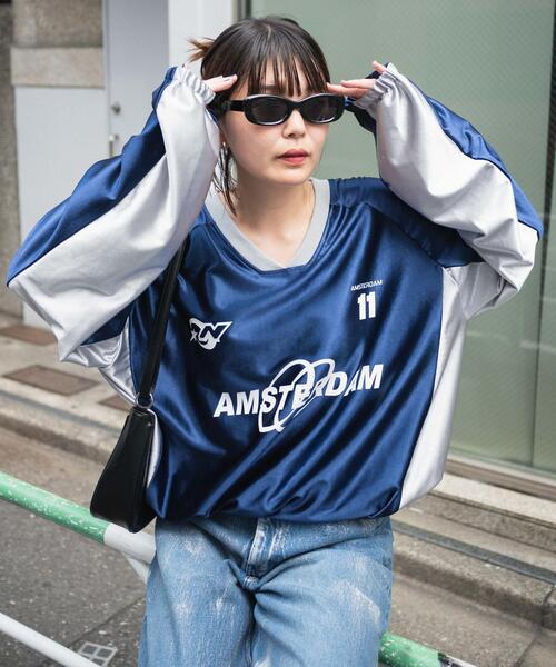 WEGO（ウィゴー）の「WEGO/サテンゲームグラフィックプルオーバー（Tシャツ/カットソー・レディース・ピンク/ネイビー/グレー/ワイン・FREE）」の3枚目の写真