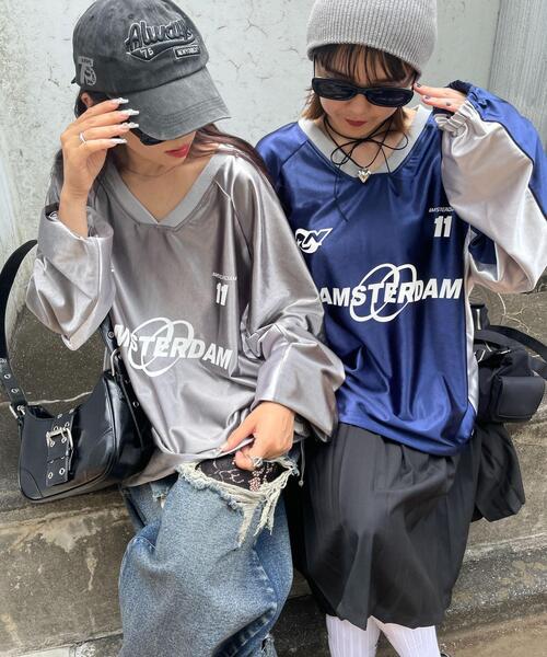 WEGO（ウィゴー）の「WEGO/サテンゲームグラフィックプルオーバー（Tシャツ/カットソー・レディース・ピンク/ネイビー/グレー/ワイン・FREE）」の19枚目の写真