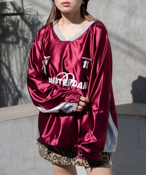 WEGO（ウィゴー）の「WEGO/サテンゲームグラフィックプルオーバー（Tシャツ/カットソー・レディース・ピンク/ネイビー/グレー/ワイン・FREE）」の8枚目の写真