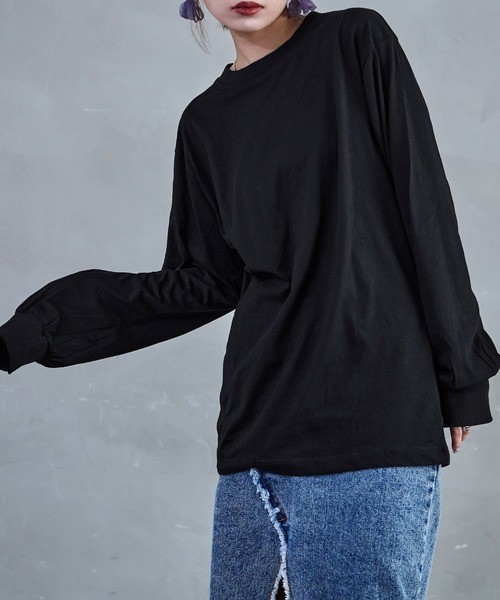 Fashion Letter(ファッションレター)の「【M-4L】ロングスリーブベーシックTシャツ ロンT カットソー プルオーバー オーバーサイズ ビッグシルエット サイズ豊富 カラバリ豊富(Tシャツ/カットソー・レディース・杢グレー/グレイッシュベージュ/モカ/ブラック/オフホワイト・LL/3L/L/4L/M)」の1枚目の写真