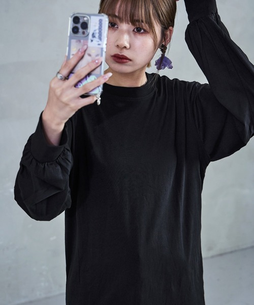 Fashion Letter(ファッションレター)の「【M-4L】ロングスリーブベーシックTシャツ ロンT カットソー プルオーバー オーバーサイズ ビッグシルエット サイズ豊富 カラバリ豊富(Tシャツ/カットソー・レディース・杢グレー/グレイッシュベージュ/モカ/ブラック/オフホワイト・LL/3L/L/4L/M)」の21枚目の写真