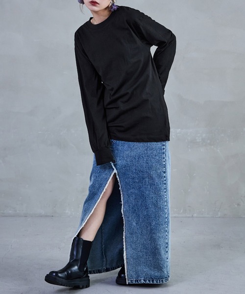 Fashion Letter(ファッションレター)の「【M-4L】ロングスリーブベーシックTシャツ ロンT カットソー プルオーバー オーバーサイズ ビッグシルエット サイズ豊富 カラバリ豊富(Tシャツ/カットソー・レディース・杢グレー/グレイッシュベージュ/モカ/ブラック/オフホワイト・LL/3L/L/4L/M)」の22枚目の写真
