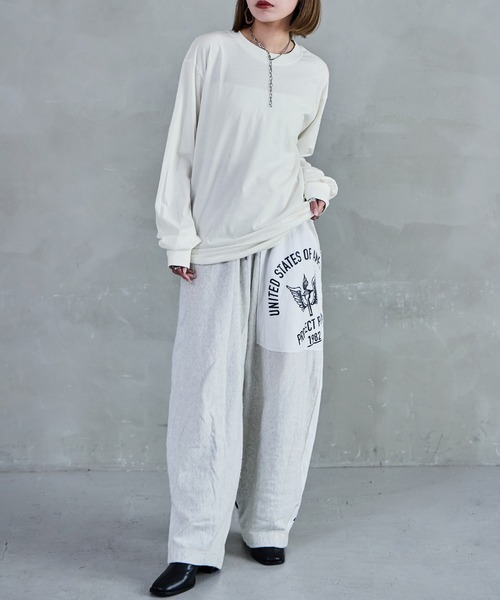 Fashion Letter(ファッションレター)の「【M-4L】ロングスリーブベーシックTシャツ ロンT カットソー プルオーバー オーバーサイズ ビッグシルエット サイズ豊富 カラバリ豊富(Tシャツ/カットソー・レディース・杢グレー/グレイッシュベージュ/モカ/ブラック/オフホワイト・LL/3L/L/4L/M)」の6枚目の写真