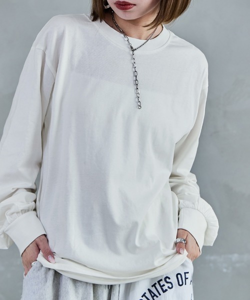 Fashion Letter(ファッションレター)の「【M-4L】ロングスリーブベーシックTシャツ ロンT カットソー プルオーバー オーバーサイズ ビッグシルエット サイズ豊富 カラバリ豊富(Tシャツ/カットソー・レディース・杢グレー/グレイッシュベージュ/モカ/ブラック/オフホワイト・LL/3L/L/4L/M)」の7枚目の写真