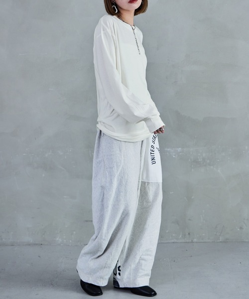 Fashion Letter(ファッションレター)の「【M-4L】ロングスリーブベーシックTシャツ ロンT カットソー プルオーバー オーバーサイズ ビッグシルエット サイズ豊富 カラバリ豊富(Tシャツ/カットソー・レディース・杢グレー/グレイッシュベージュ/モカ/ブラック/オフホワイト・LL/3L/L/4L/M)」の8枚目の写真