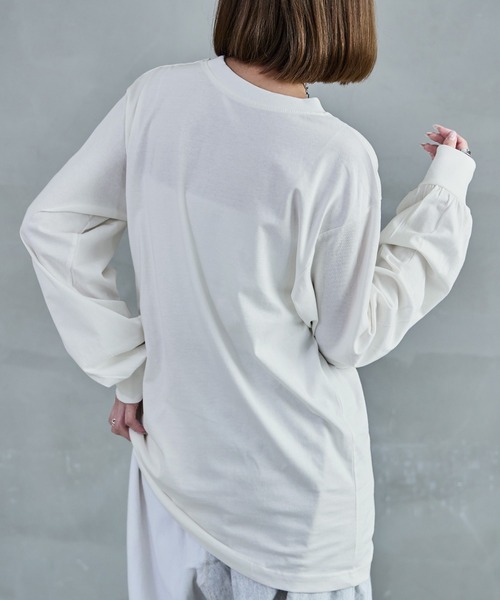 Fashion Letter(ファッションレター)の「【M-4L】ロングスリーブベーシックTシャツ ロンT カットソー プルオーバー オーバーサイズ ビッグシルエット サイズ豊富 カラバリ豊富(Tシャツ/カットソー・レディース・杢グレー/グレイッシュベージュ/モカ/ブラック/オフホワイト・LL/3L/L/4L/M)」の11枚目の写真