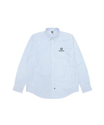 エイプ　APE オックスフォード　シャツ　ロゴ　プリント　ブルー A BATHING APE｜アベイシングエイプのシャツ/ブラウス（ブルー