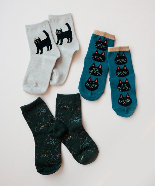 stample（スタンプル）の「クロネコだいすき　ショートソックス　【3足組】（ソックス/靴下・キッズ・A・S/M/L/LL）」の5枚目の写真