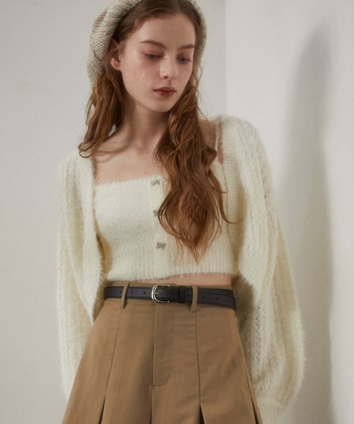 archives(アルシーヴ)の「ガラスフェザーニットボレロアンサンブル(カーディガン/ボレロ・レディース・ピンクベージュ/ブルーグレー/アイボリー・FREE)」の5枚目の写真