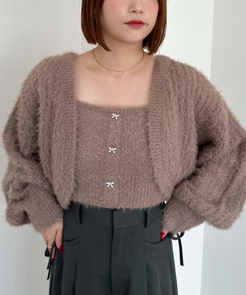 archives(アルシーヴ)の「ガラスフェザーニットボレロアンサンブル(カーディガン/ボレロ・レディース・ピンクベージュ/ブルーグレー/アイボリー・FREE)」の20枚目の写真