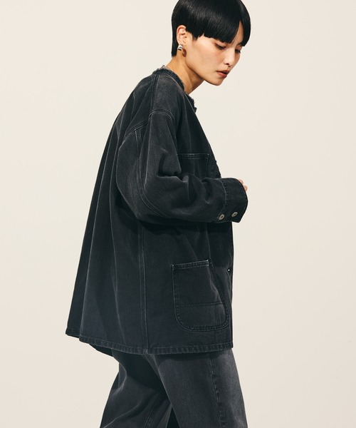 AMERICAN HOLIC（アメリカンホリック）の「デニムカバーオール（デニムジャケット・レディース・ブラック/インディゴブルー・L/M）」の18枚目の写真