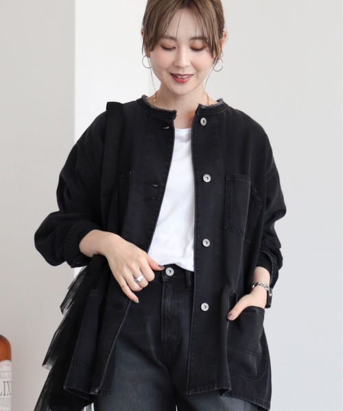 AMERICAN HOLIC（アメリカンホリック）の「デニムカバーオール（デニムジャケット・レディース・ブラック/インディゴブルー・L/M）」の20枚目の写真