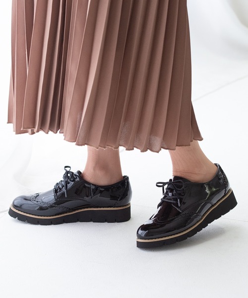 JELLY BEANS（ジェリービーンズ）の「厚底マニッシュレースアップシューズ(217-40330)JELLY BEANS(ジェリービーンズ)（ドレスシューズ・レディース・アイボリー/ブラック系その他/シルバー・22.5/24.5/24/23.5/23）」の3枚目の写真