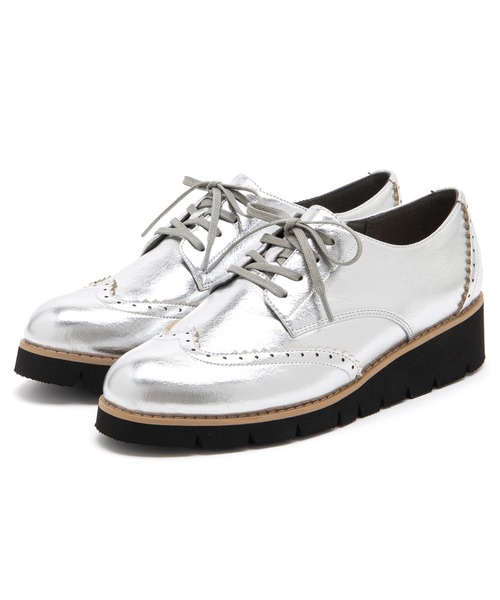 JELLY BEANS（ジェリービーンズ）の「厚底マニッシュレースアップシューズ(217-40330)JELLY BEANS(ジェリービーンズ)（ドレスシューズ・レディース・アイボリー/ブラック系その他/シルバー・22.5/24.5/24/23.5/23）」の6枚目の写真