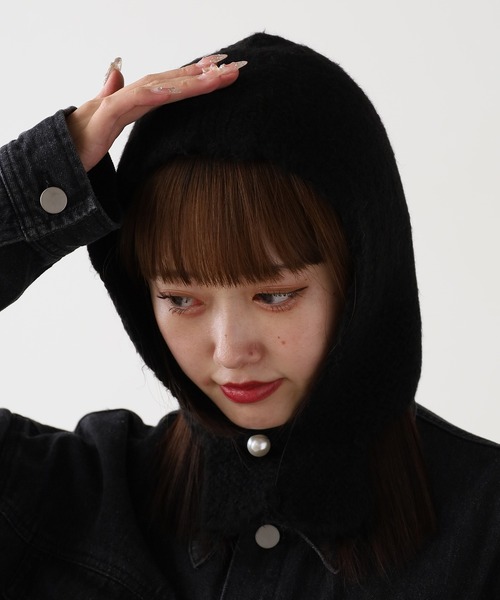 ROOPTOKYO（ループトウキョウ）の「フロントパールボタン ニット バラクラバ（ニットキャップ/ビーニー・レディース・アイボリー/ブラック/グレー/レッド・FREE）」の3枚目の写真