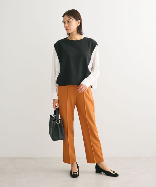Green　Parks（グリーンパークス）の「らくスレ　ストレートパンツ（スラックス・レディース・オレンジ/ブラック/グレイッシュベージュ/ホワイト系その他2・FREE）」の8枚目の写真