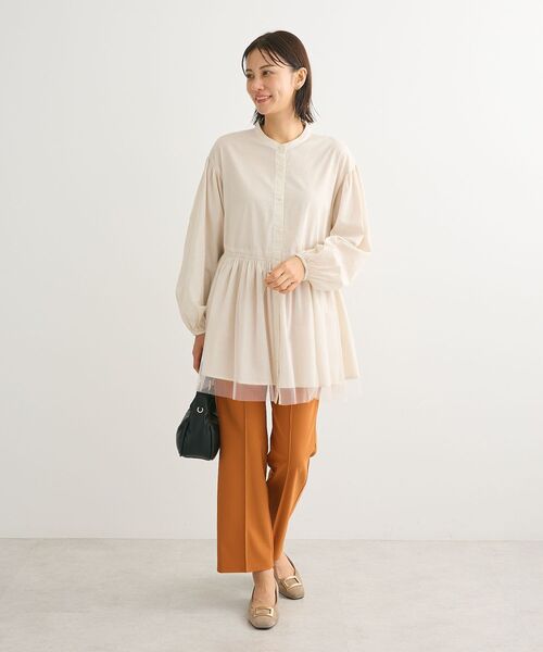 Green　Parks（グリーンパークス）の「らくスレ　ストレートパンツ（スラックス・レディース・オレンジ/ブラック/グレイッシュベージュ/ホワイト系その他2・FREE）」の14枚目の写真