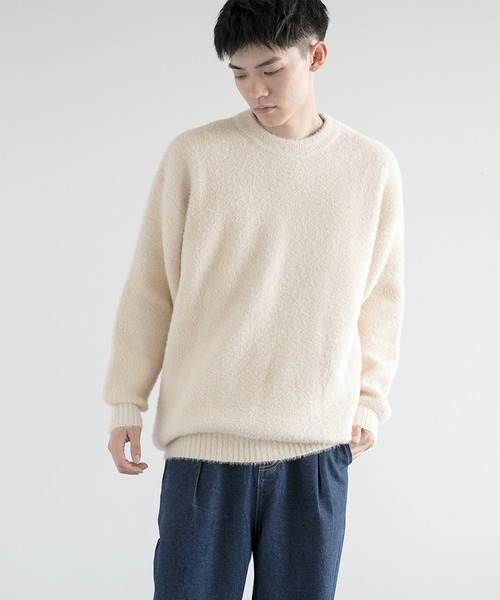 aimoha(アイモハ)の「aimoha men Shaggy Jacquard Knit(ニット/セーター・メンズ・ベージュ/ホワイト/ブラック/アーミー/グレー・MEDIUM/LARGE/X-LARGE/XX-LARGE/XXX-LARGE)」の1枚目の写真
