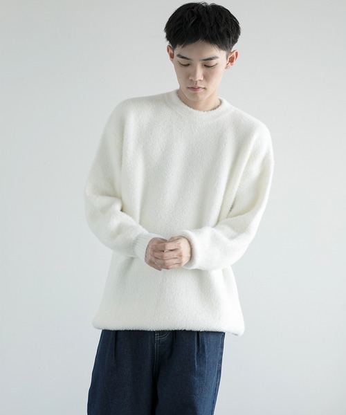aimoha(アイモハ)の「aimoha men Shaggy Jacquard Knit(ニット/セーター・メンズ・ベージュ/ホワイト/ブラック/アーミー/グレー・MEDIUM/LARGE/X-LARGE/XX-LARGE/XXX-LARGE)」の2枚目の写真