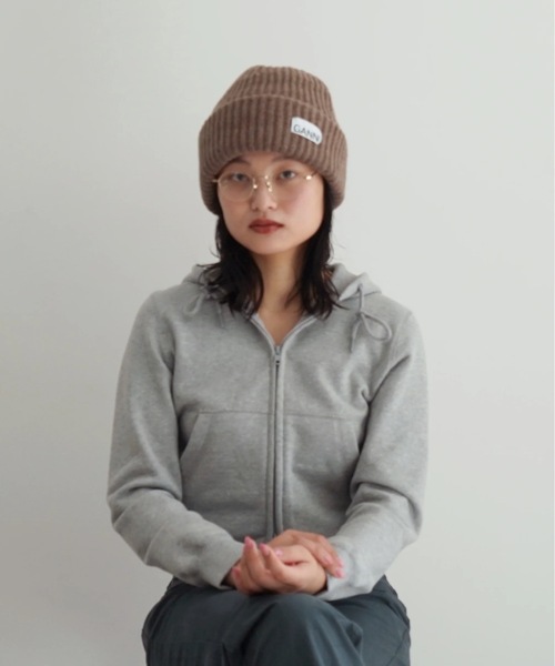 【ちーかま】GANNI ダークグレー ニットビーニー GANNI ガニー セーター Check Wool Oversized Pullover チェック