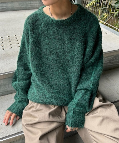 CIAOPANIC TYPY（チャオパニックティピー）の「モヘヤライクシャギービックシルエットニット（ニット/セーター・メンズ・ブラック/ブラウン/グリーン/レッド・MEDIUM/LARGE）」の4枚目の写真