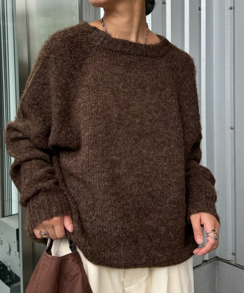 CIAOPANIC TYPY（チャオパニックティピー）の「モヘヤライクシャギービックシルエットニット（ニット/セーター・メンズ・ブラック/ブラウン/グリーン/レッド・MEDIUM/LARGE）」の12枚目の写真