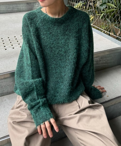 CIAOPANIC TYPY（チャオパニックティピー）の「モヘヤライクシャギービックシルエットニット（ニット/セーター・メンズ・ブラック/ブラウン/グリーン/レッド・MEDIUM/LARGE）」の17枚目の写真