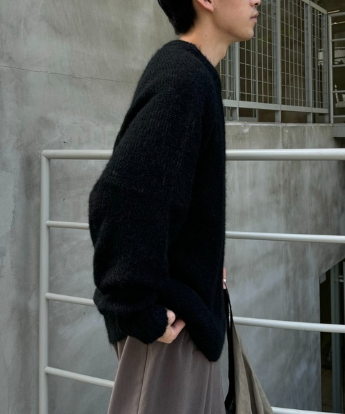 CIAOPANIC TYPY（チャオパニックティピー）の「モヘヤライクシャギービックシルエットニット（ニット/セーター・メンズ・ブラック/ブラウン/グリーン/レッド・MEDIUM/LARGE）」の6枚目の写真