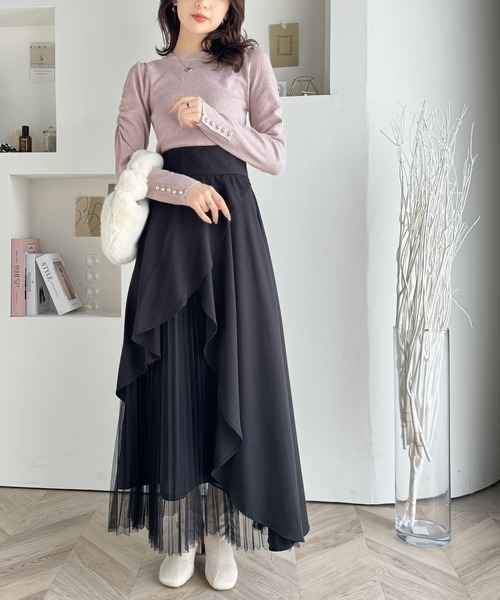 mily bilet（ミウィビレット）の「【mily bilet】大人の上品ベーシック♪袖パール使いパフスリーブニットトップス（ニット/セーター・レディース・アイボリー/ブラック/ピンク・X-LARGE/SMALL/MEDIUM/LARGE）」の14枚目の写真