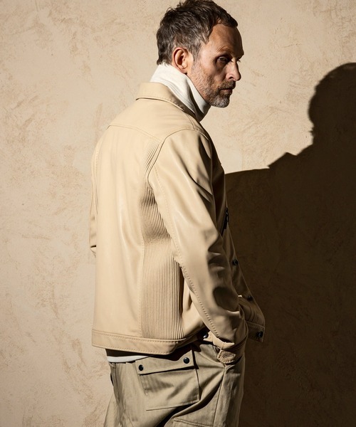 C DIEM（カルペディエム）の「C DIEM(カルペディエム)AMFステッチ エクセラファスナー ライダースジャケット レザージャケット（ライダースジャケット・メンズ・ブラック/ベージュ・M/L）」の12枚目の写真