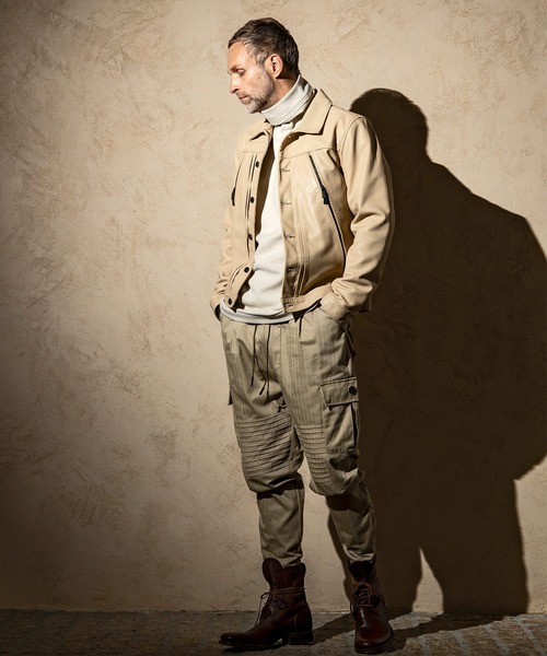 C DIEM（カルペディエム）の「C DIEM(カルペディエム)AMFステッチ エクセラファスナー ライダースジャケット レザージャケット（ライダースジャケット・メンズ・ブラック/ベージュ・M/L）」の15枚目の写真