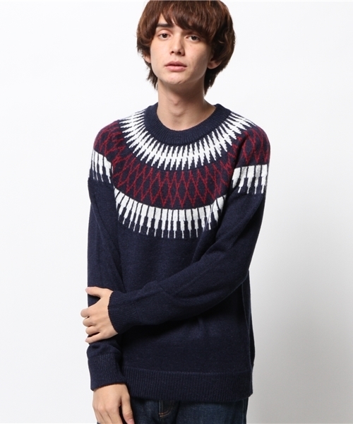 Lui's（ルイス）の「Lui's(ルイス) 求心柄ニット（ニット/セーター・メンズ・ブラック/ネイビー・MEDIUM/SMALL）」の12枚目の写真