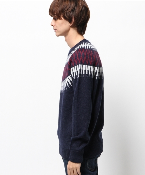 Lui's（ルイス）の「Lui's(ルイス) 求心柄ニット（ニット/セーター・メンズ・ブラック/ネイビー・MEDIUM/SMALL）」の3枚目の写真