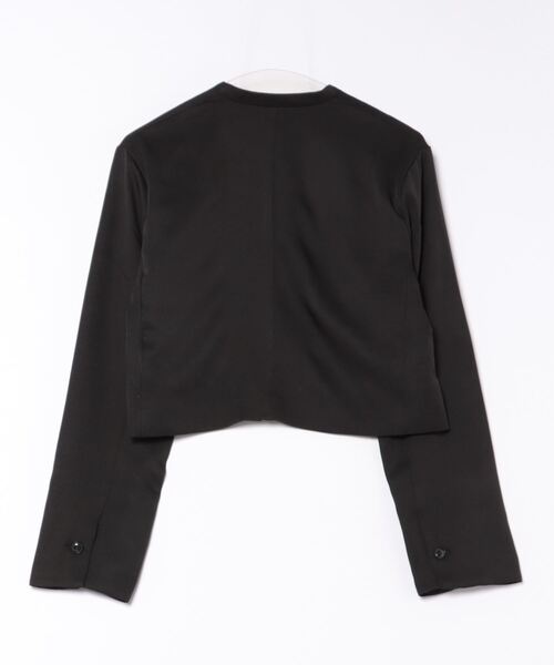 STYLEBLOCK（スタイルブロック）の「ツイルノーカラーショートジャケット（ノーカラージャケット・レディース・チャコールグレー/ブラウン/ブラック・M）」の4枚目の写真