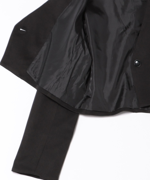 STYLEBLOCK（スタイルブロック）の「ツイルノーカラーショートジャケット（ノーカラージャケット・レディース・チャコールグレー/ブラウン/ブラック・M）」の5枚目の写真