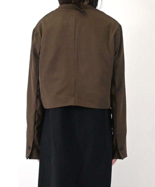 STYLEBLOCK（スタイルブロック）の「ツイルノーカラーショートジャケット（ノーカラージャケット・レディース・チャコールグレー/ブラウン/ブラック・M）」の8枚目の写真