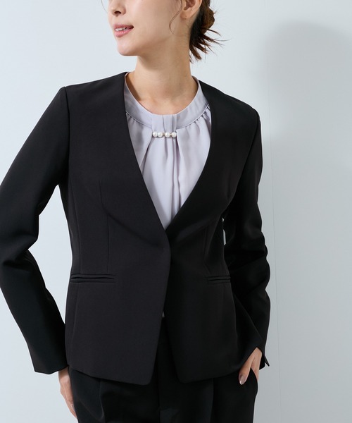 セール】【360度ストレッチ】セットアップ対応ノーカラージャケット
