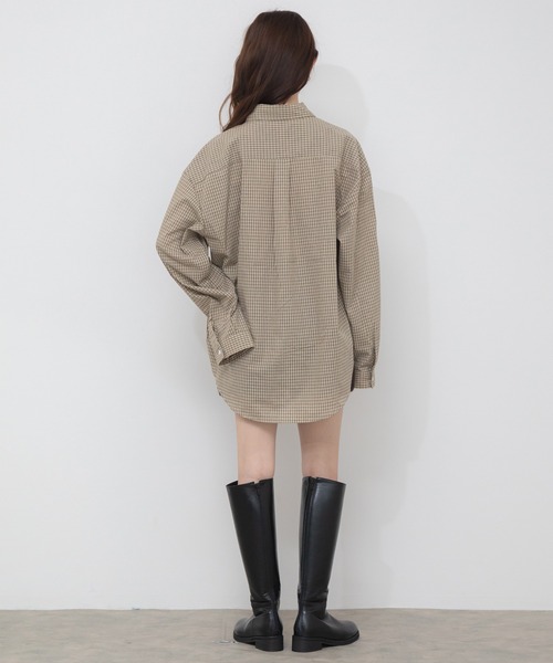 ブラウス シャツ ルーズシルエットチェックシャツ/オーバーサイズ 韓国 ノームコア レギュラーカラー レディース HEILIS ブラウス シャツ ルーズシルエットチェックシャツ