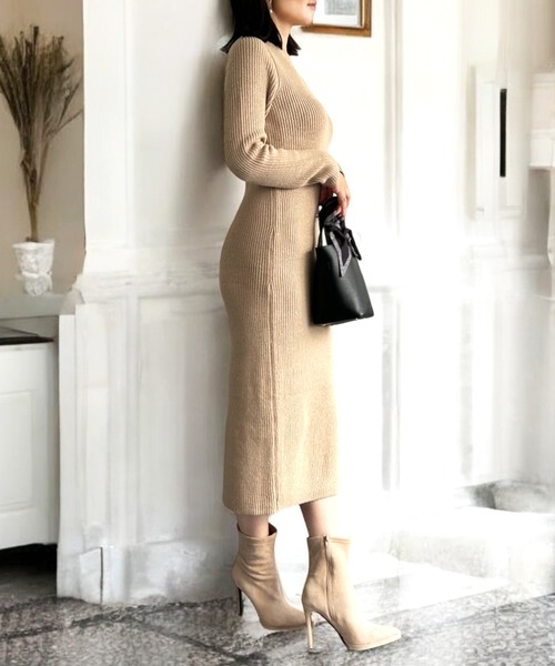 Vネックニットワンピース（ワンピース）｜JULIA BOUTIQUE（ジュリアブティック）