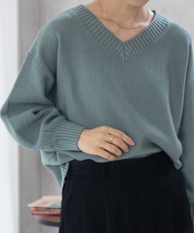 【nAvy】カノコVネックプルオーバー ニット