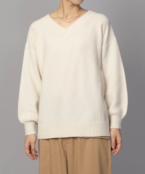 NAVY(ネイビー)の「【nAvy】カノコVネックプルオーバー ニット(ニット/セーター・レディース・ホワイト/ピンク/ブラック/サックスブルー・フリー)」の10枚目の写真