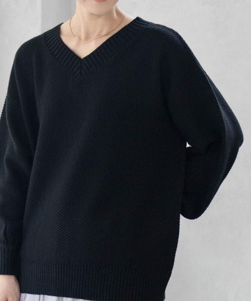 NAVY(ネイビー)の「【nAvy】カノコVネックプルオーバー ニット(ニット/セーター・レディース・ホワイト/ピンク/ブラック/サックスブルー・フリー)」の12枚目の写真