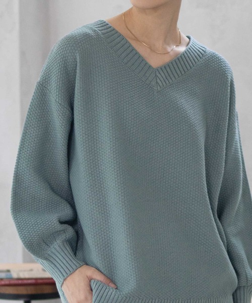 NAVY(ネイビー)の「【nAvy】カノコVネックプルオーバー ニット(ニット/セーター・レディース・ホワイト/ピンク/ブラック/サックスブルー・フリー)」の17枚目の写真