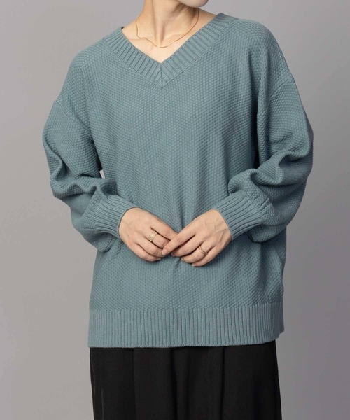 NAVY(ネイビー)の「【nAvy】カノコVネックプルオーバー ニット(ニット/セーター・レディース・ホワイト/ピンク/ブラック/サックスブルー・フリー)」の20枚目の写真