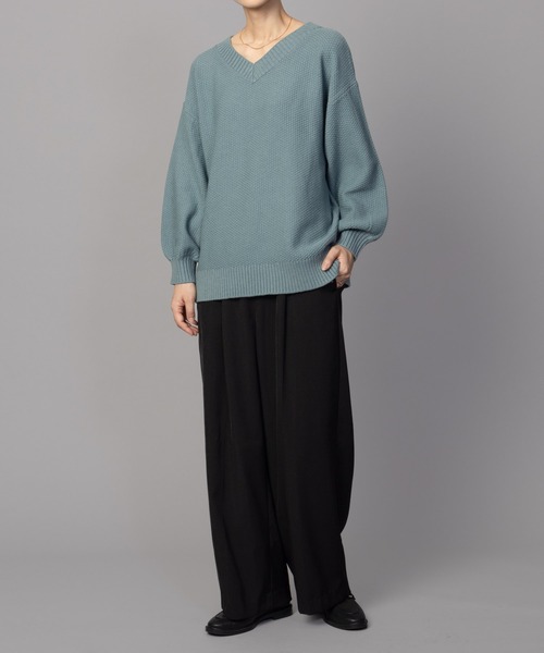 NAVY(ネイビー)の「【nAvy】カノコVネックプルオーバー ニット(ニット/セーター・レディース・ホワイト/ピンク/ブラック/サックスブルー・フリー)」の21枚目の写真