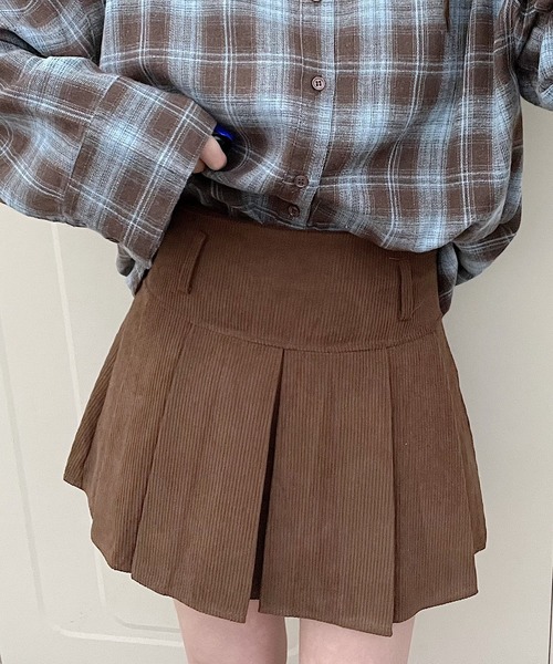 Nana(ナナ)の「コーデュロイプリーツミニスカート(スカート・レディース・アイボリー/ブラウン・FREE)」の11枚目の写真